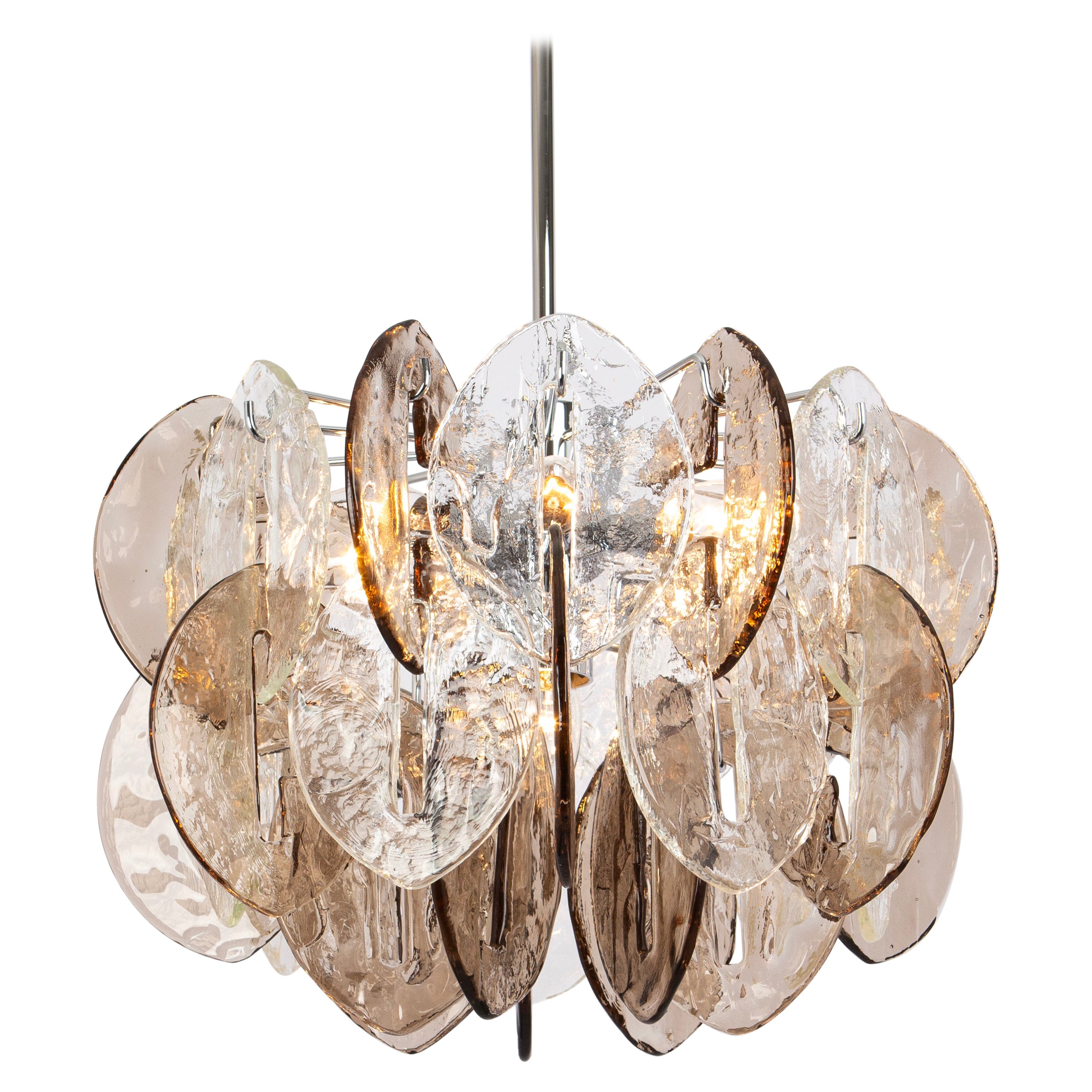 1 of 2 Stunning Murano Glass Chandelier Designed by Carlo Nason for Kalmar, 70s For Sale