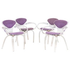 Set of Four Lucite Pretzel Chairs in the Style of Cherner, 1970s