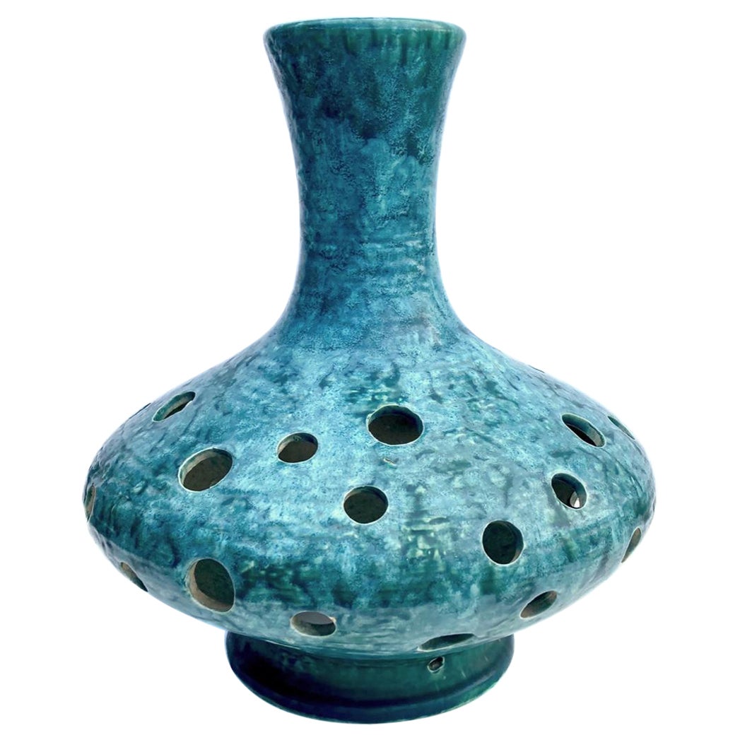 Lampe surdimensionnée, moderne du milieu du siècle dernier, des années 1960, base en céramique turquoise 