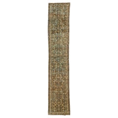 Allover Vintage Persian Bidjar Handmade Wool Runner In Brown And Blue