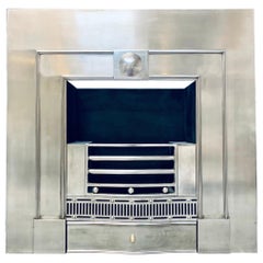 Used 19th Century Georgian Manner Polished Steel Fireplace Insert.