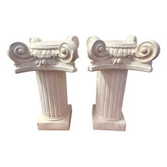 Vintage Pair of Neoclassical Pedestals Columns Side Tables