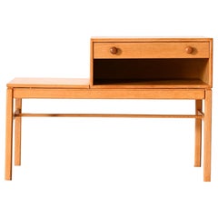Retro Scandinavian oak bench with drawer