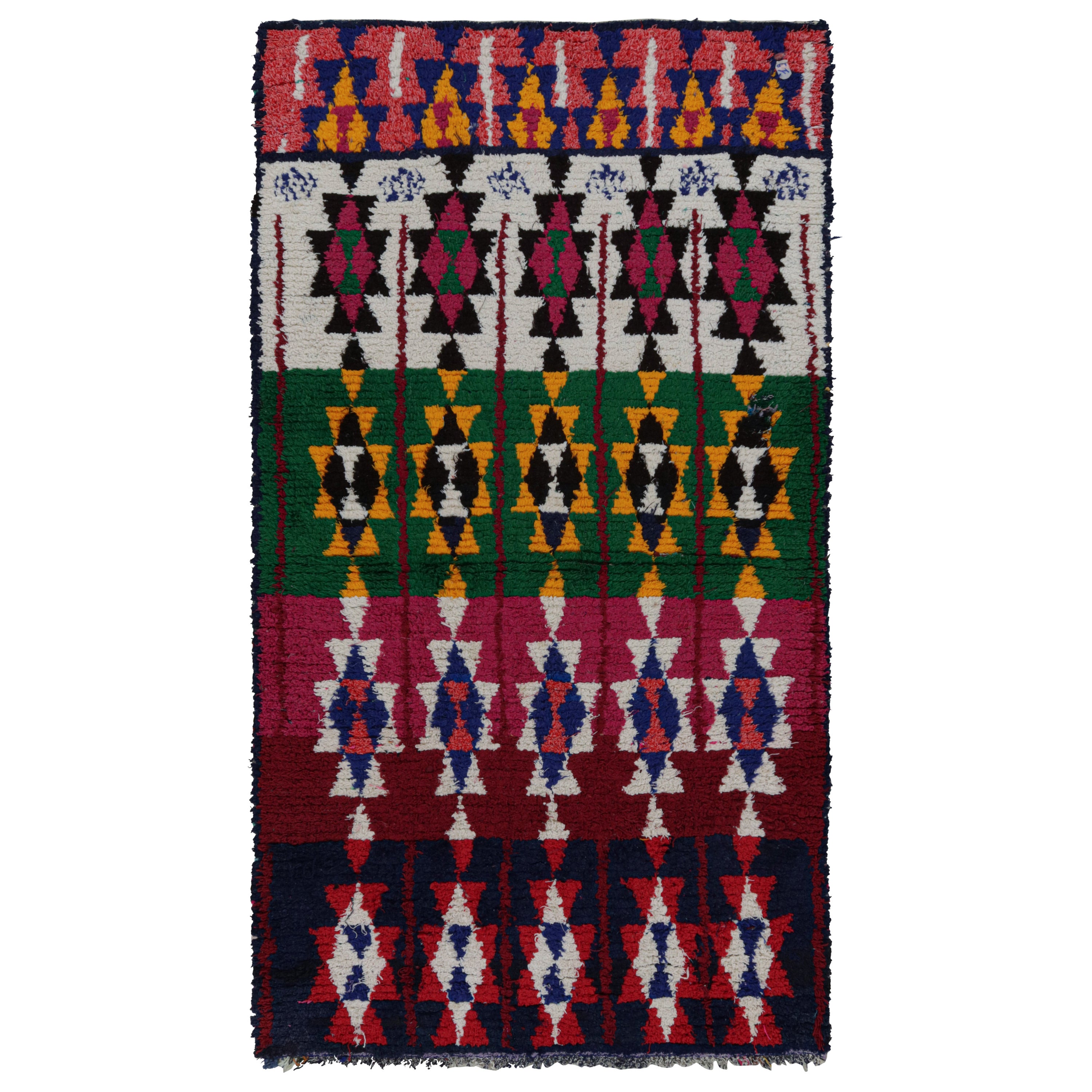 1950s Azilal Moroccan Boucherouite Rug with Polychromatic Pattern by Rug & Kilim For Sale