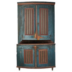 Rare Untouched Antique Swedish Gustavian Corner Cabinet 