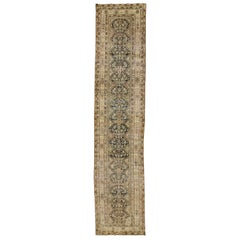 Handmade Tribal Antique Malayer Wool Runner With Multicolor Accents