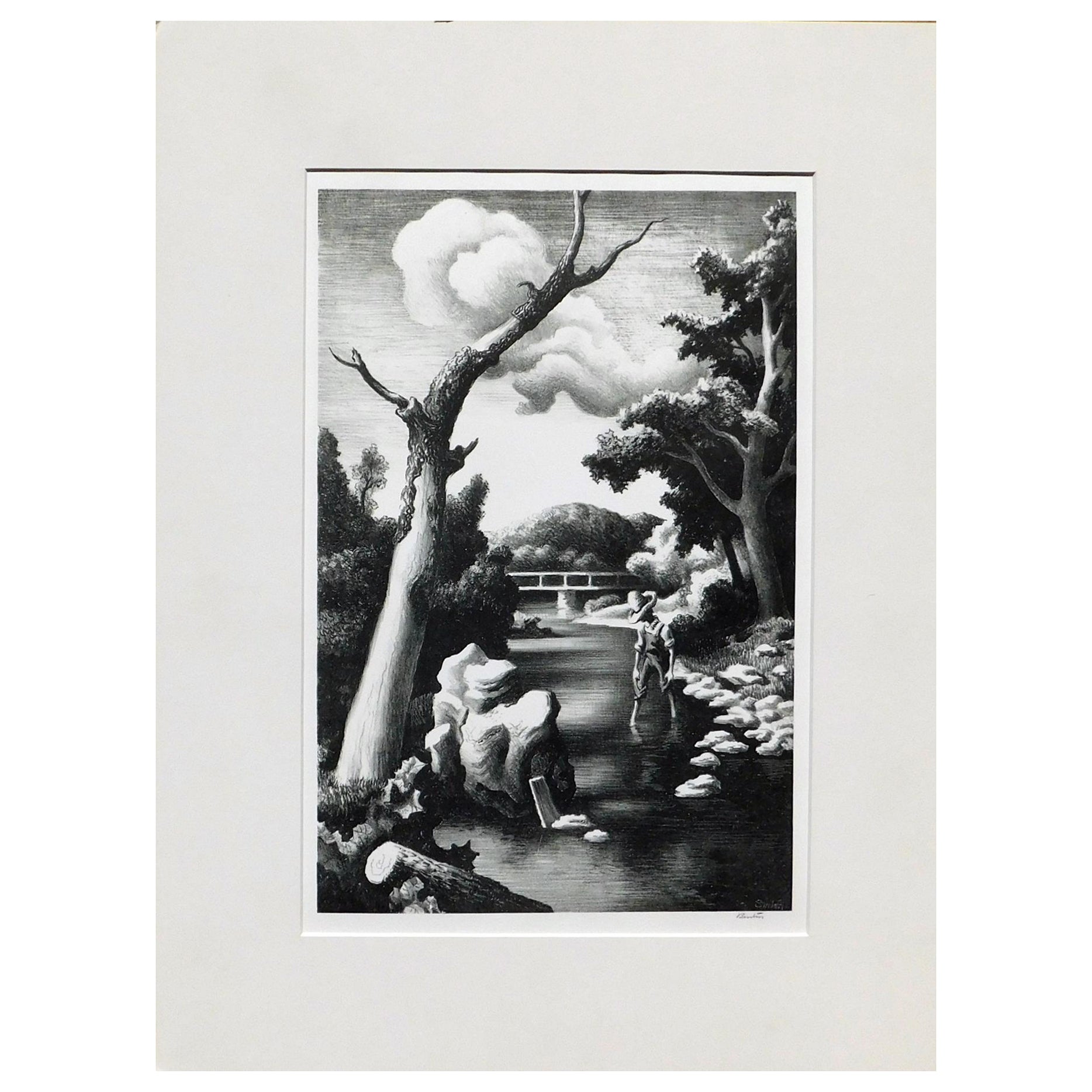 Original stone lithograph by well-known Regionalist Thomas Hart Benton (1889-1975).
Titled: 
