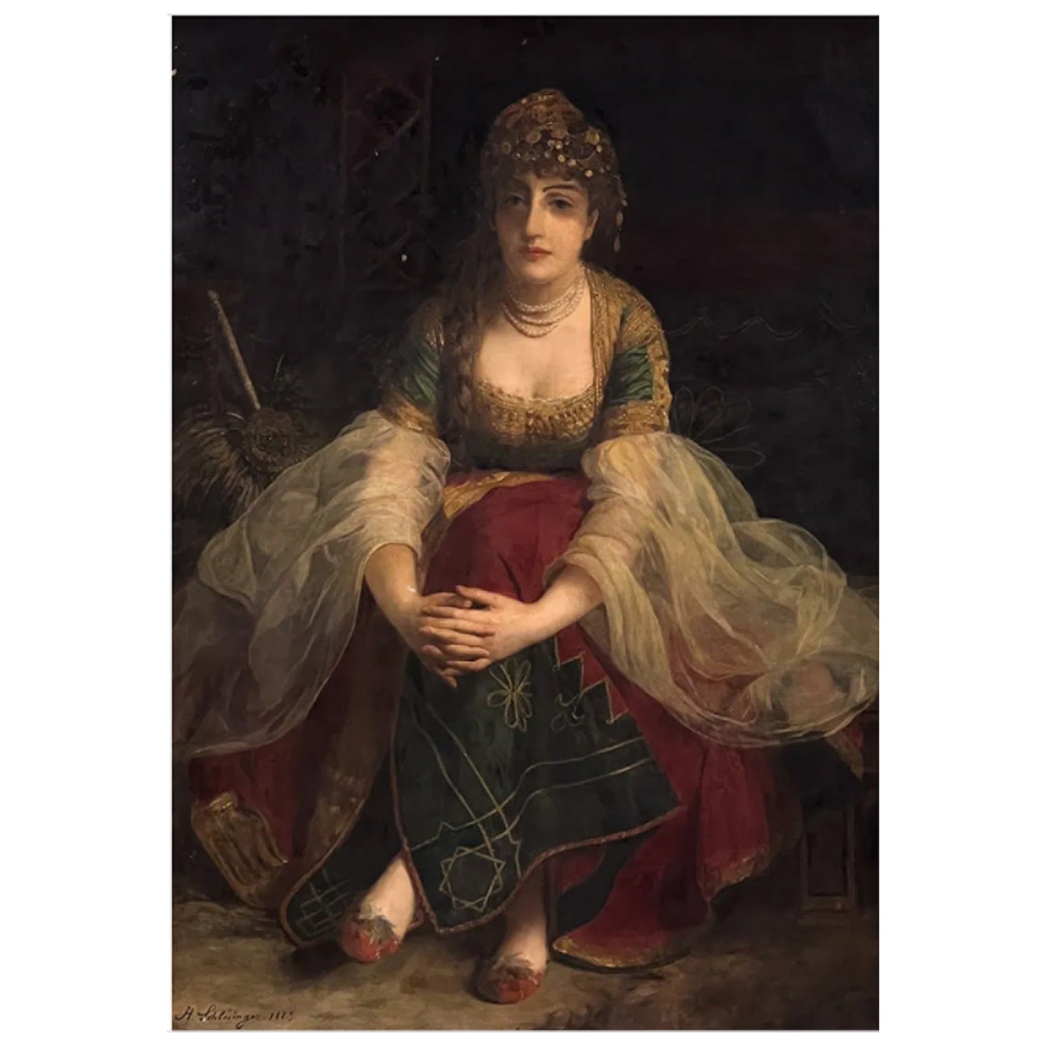 Portrait Of A Harem Beauty by Henri-Guillaume Schlesinger For Sale