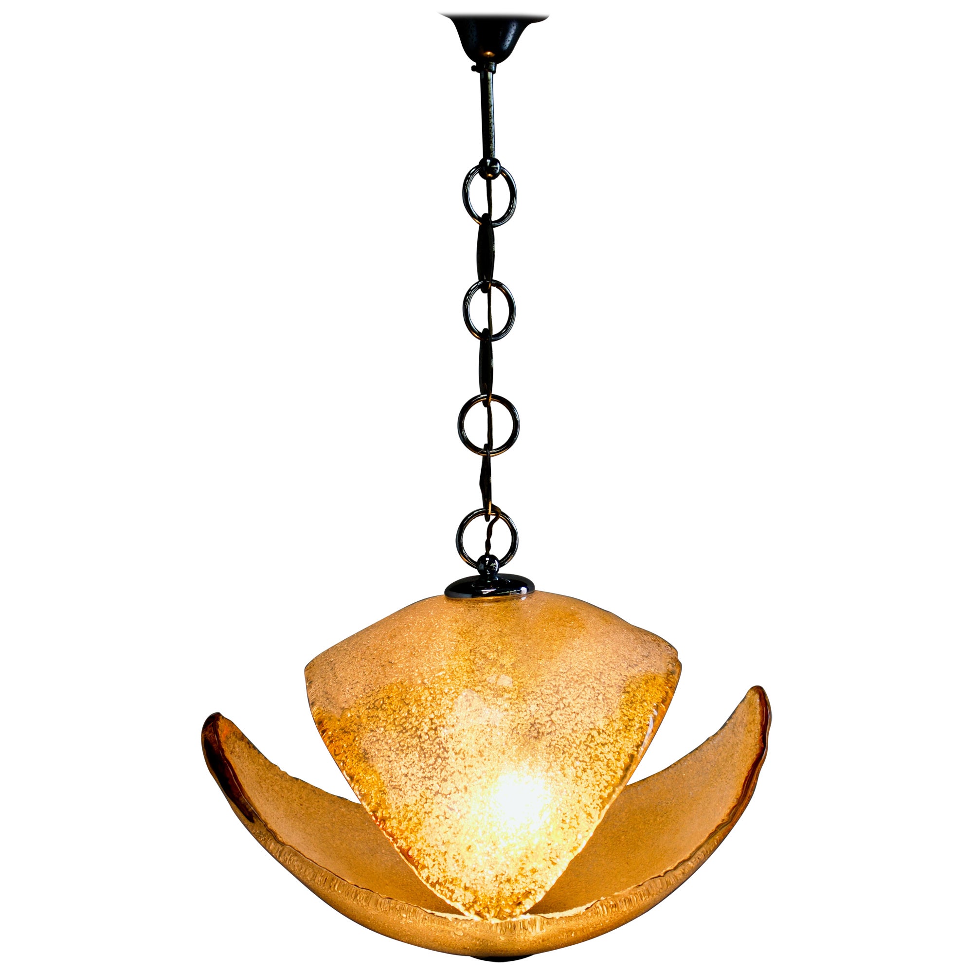 Lampe suspendue en verre de Murano des années 1970, Carlo Nason, Mazzega attribuée en vente