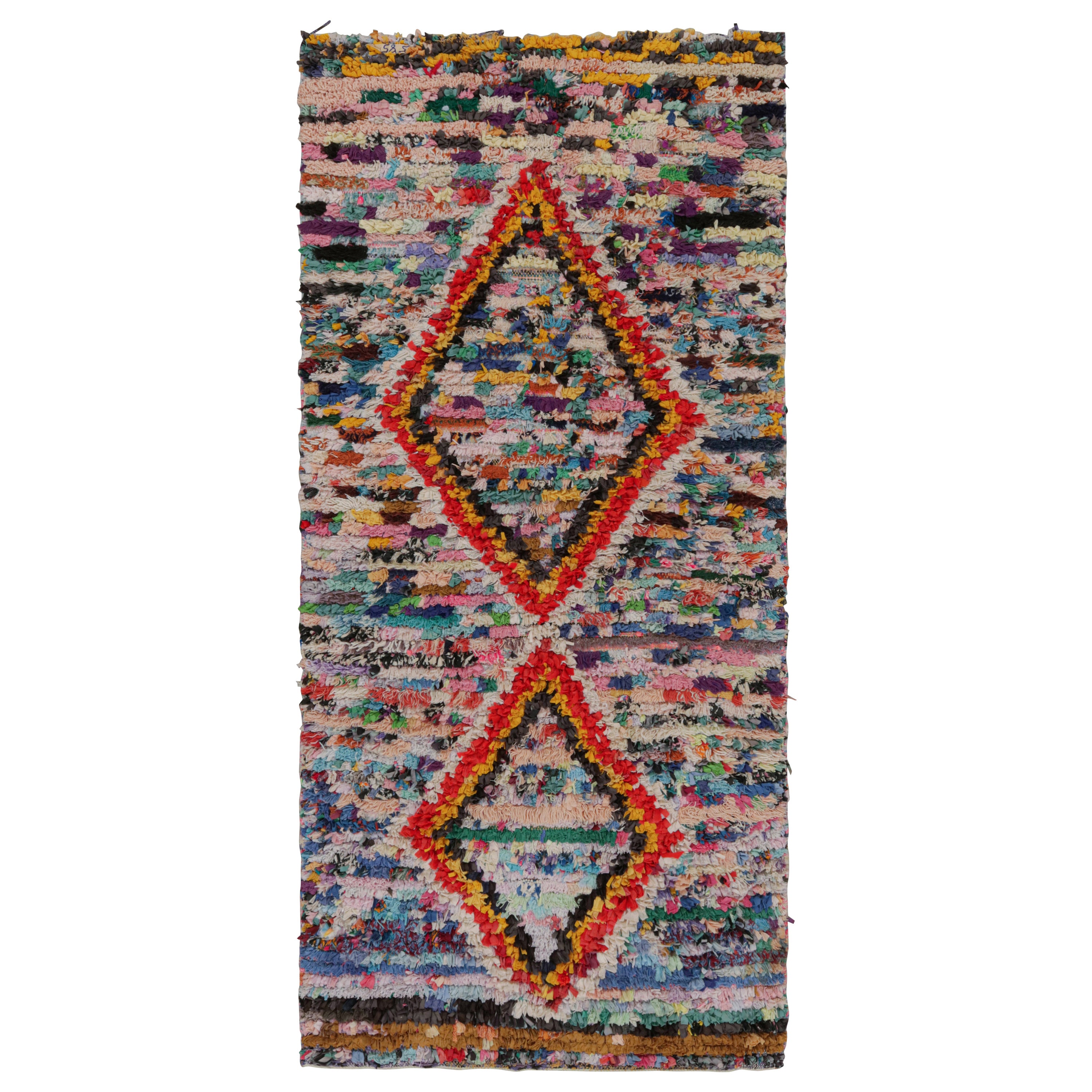1950s Azilal Moroccan Runner rug with Polychromatic Patterns by Rug & Kilim For Sale