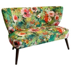 Floral Print Mid Century Style Settee
