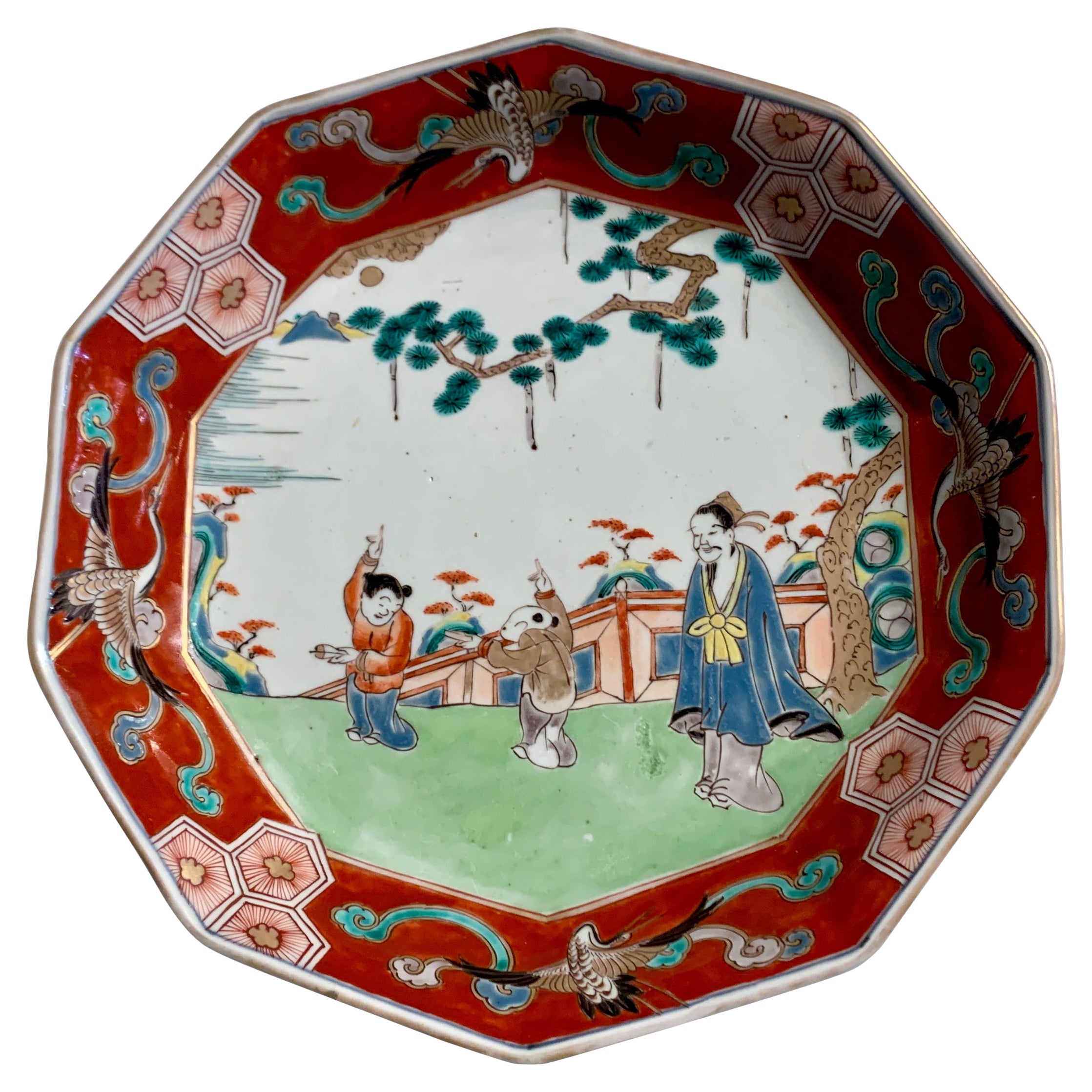 Japanese Imari Ten Sided Dish, Edo / Meiji Period, mid 19th century, Japan For Sale
