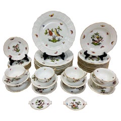 Vintage Herend Rothschild Pattern Porcelain China Mint 47 Pieces Service for 8 +++