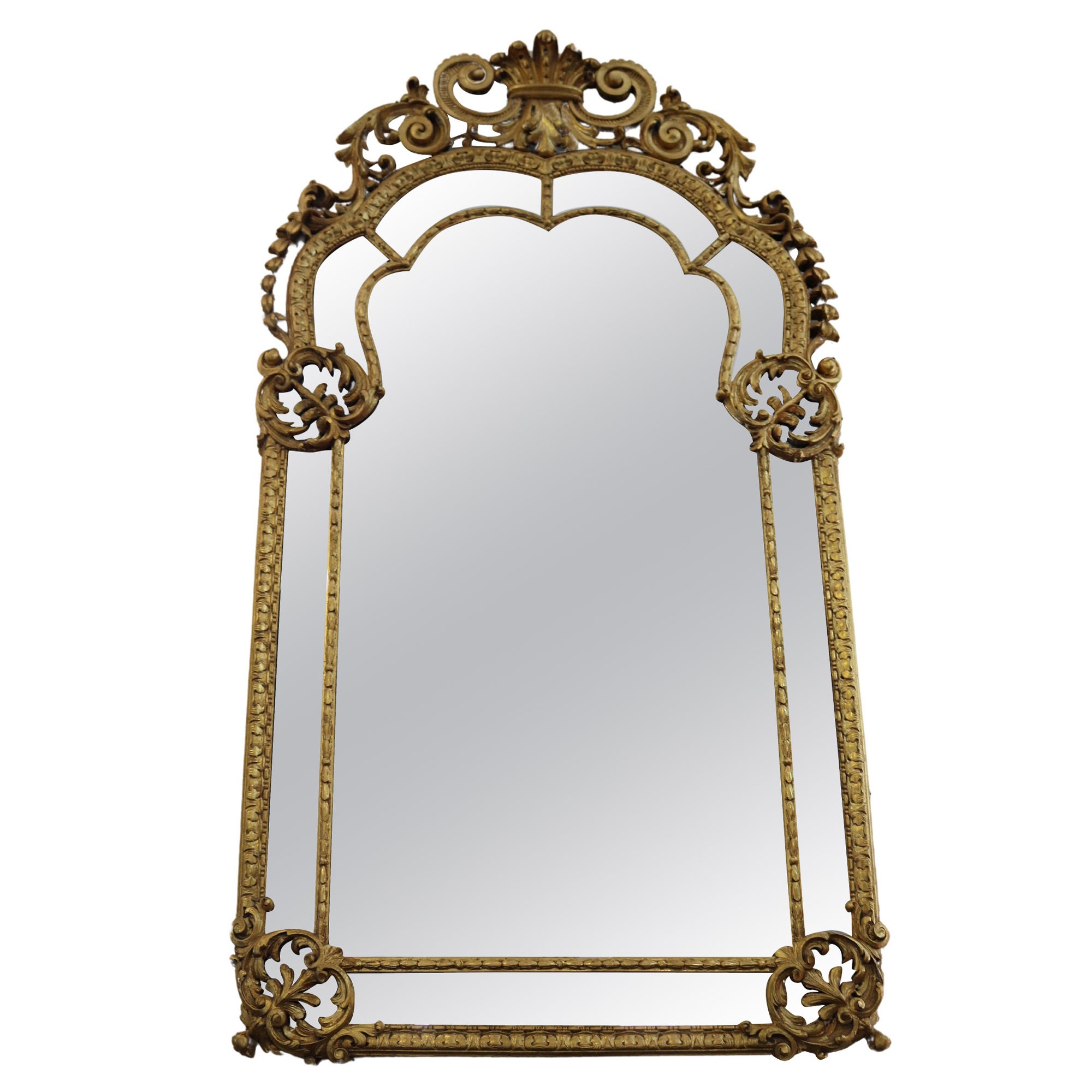 19th Century French Louis XV Style Gilt Carved Mirror 
