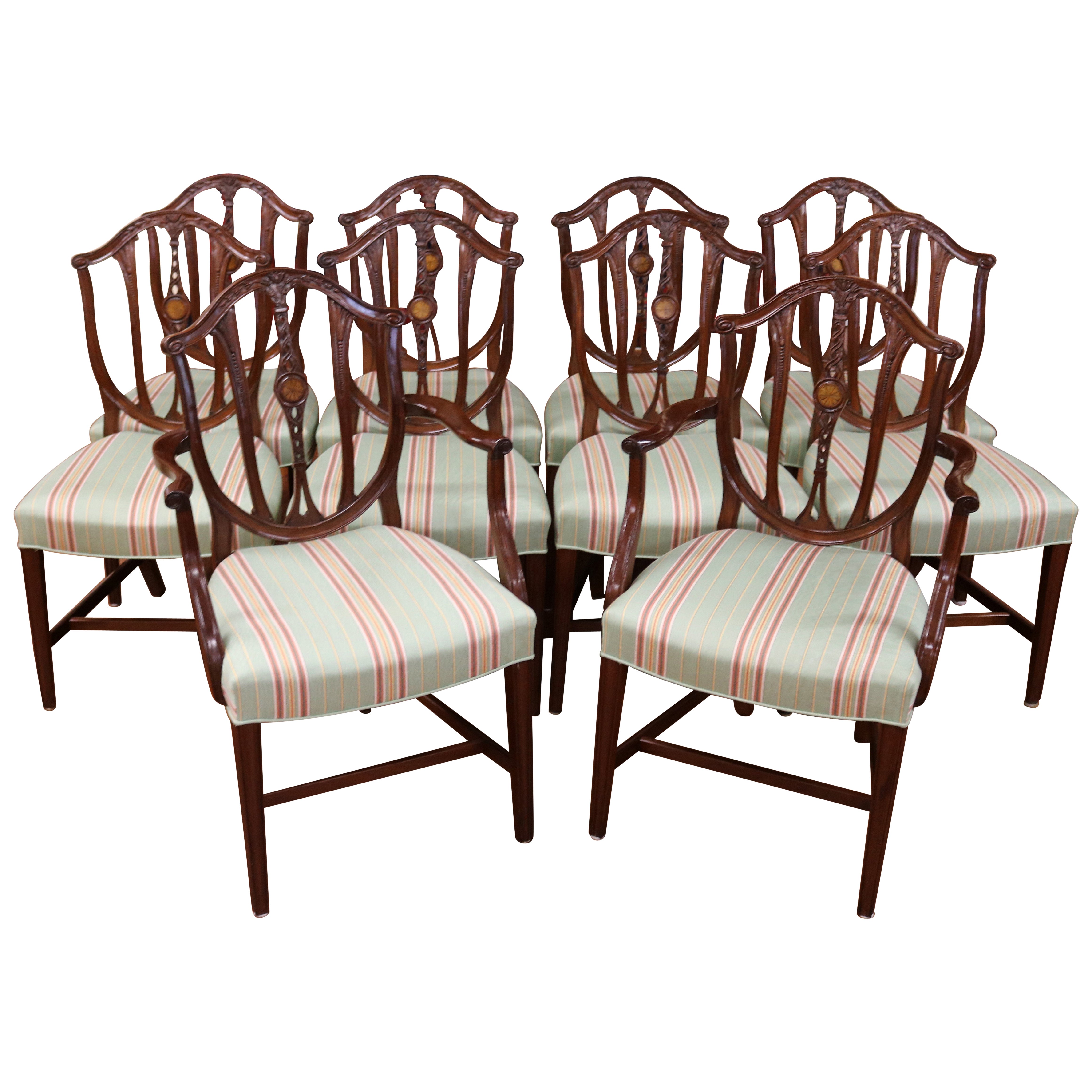 Set of 10 Early 20th Century Mahogany Baltimore Hepplewhite Dining Chairs For Sale