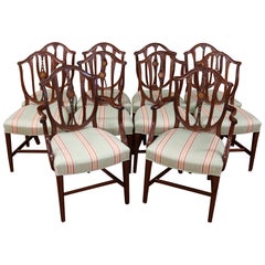Antique Set of 10 Early 20th Century Mahogany Baltimore Hepplewhite Dining Chairs
