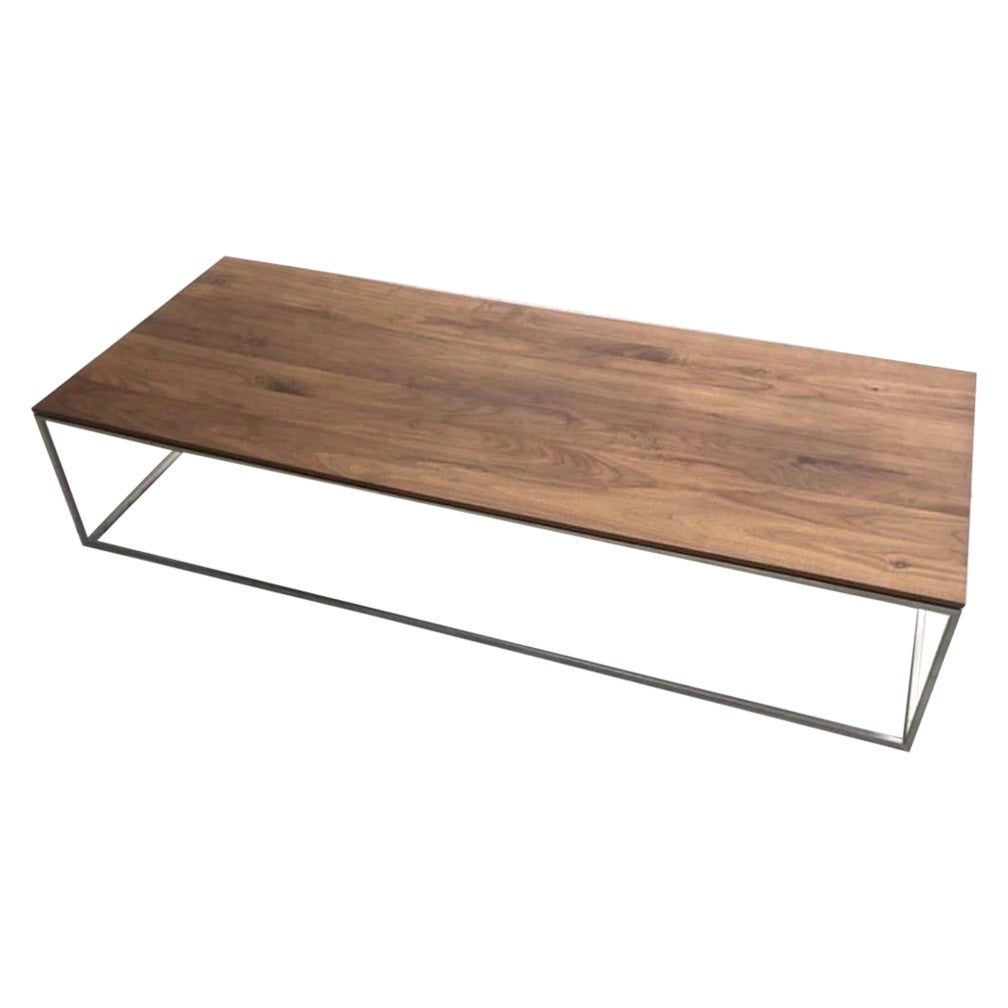 Crate and Barrel Large Walnut Frame Coffee Table