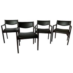 Set of 4 Midcentury Modern Danish Style Hardwood Dining Chairs