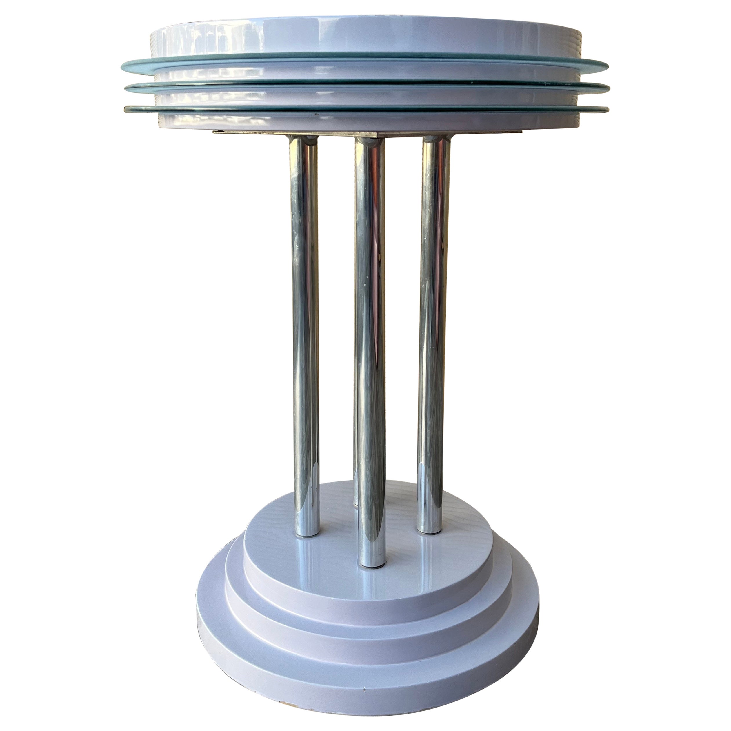 Table d'appoint postmoderne dans le style du Memphis Group. Circa 1980