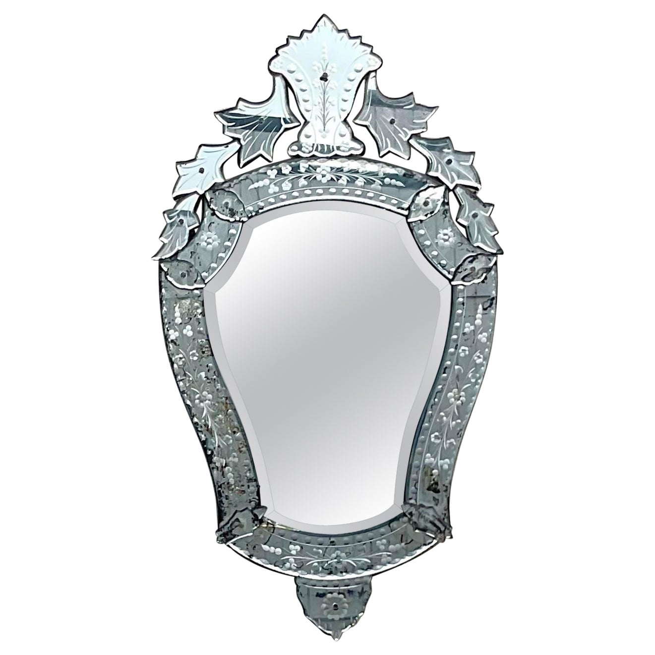 Vintage Regency Etched Venetian Mirror For Sale