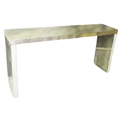 Postmodern Console Table of Antiqued Mirrored Glass