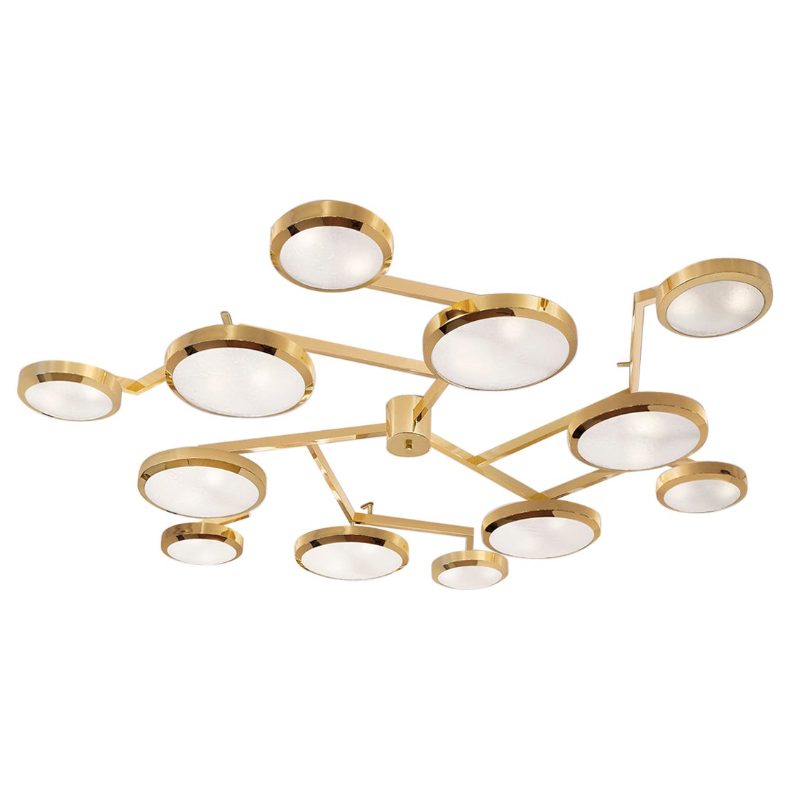 Nuvola Ceiling Light by Gaspare Asaro-Polished Brass Finish For Sale