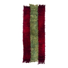 4.7x11.2 Ft Used Filikli Tulu Rug Made of Mohair Wool, Red and Green Colors