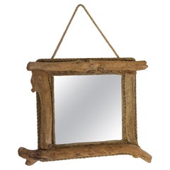 Driftwood and Rope mirror unique piece Made in France circa 1970 Grey color