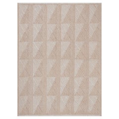 Contemporary Hand-woven 100% Wool Beige Graphic Rug 9'1 "x12'4"
