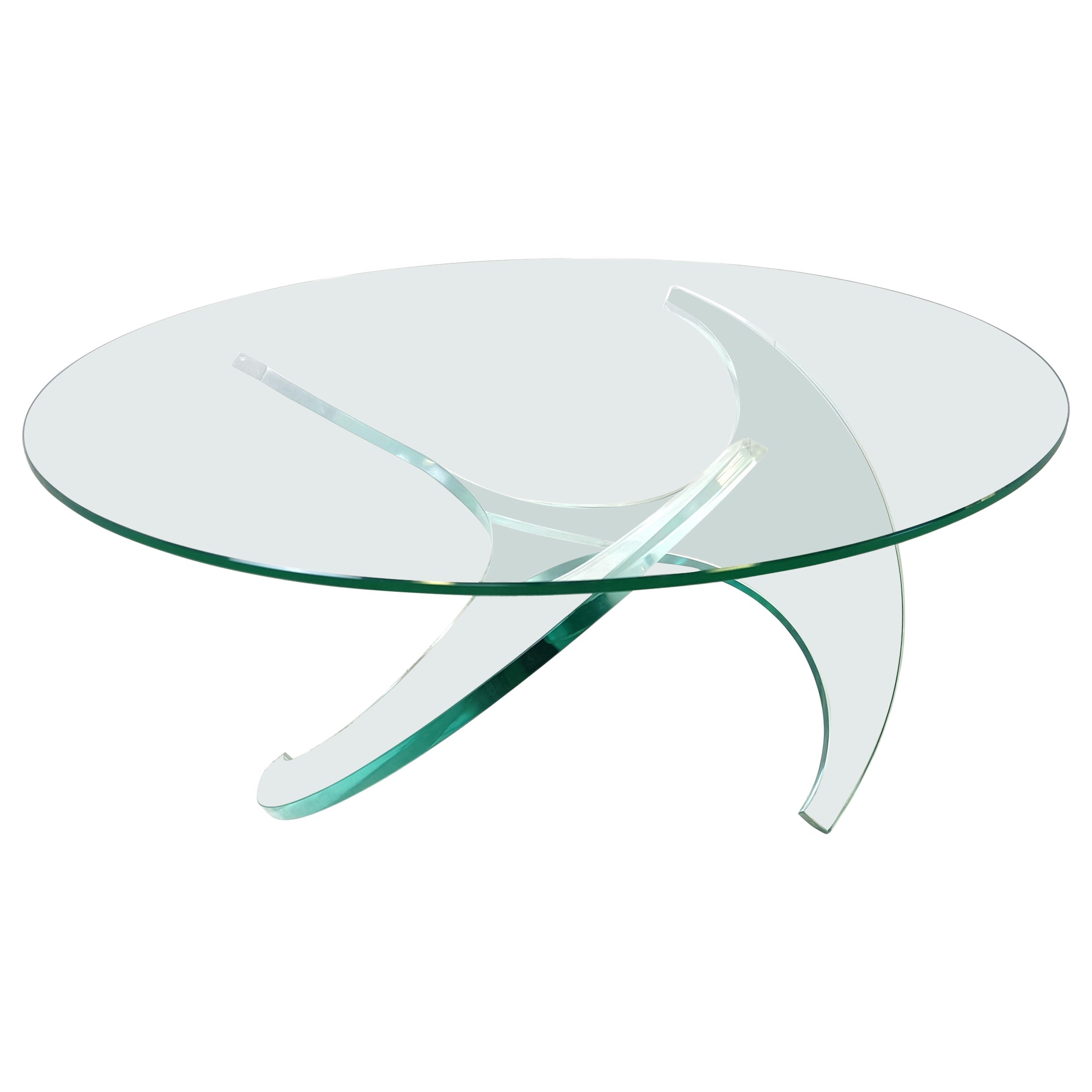 Vintage glass propellor coffee table, 1980s 