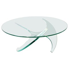 Used glass propellor coffee table, 1980s 