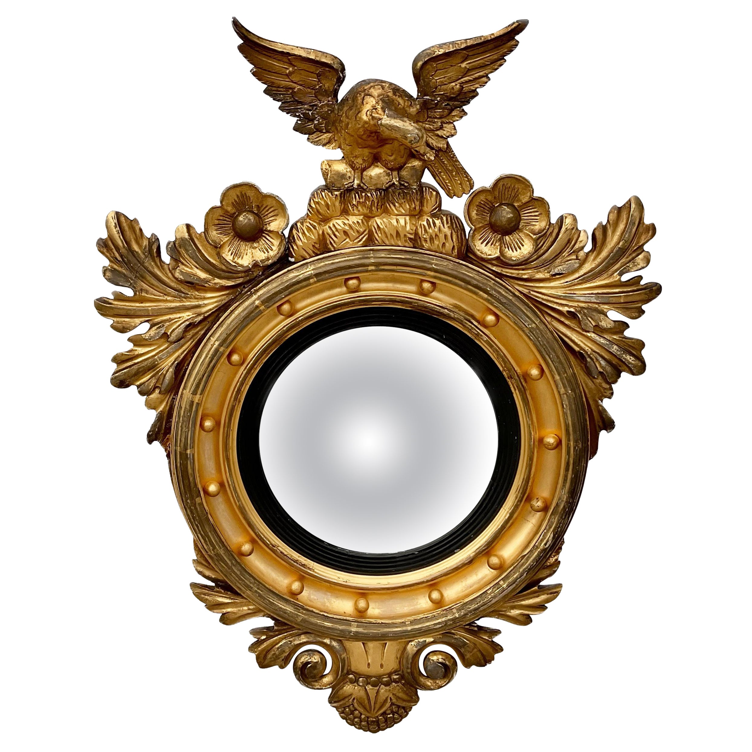 19. Jahrhundert Federal Eagle Vergoldetes Holz Bullseye Spiegel im Angebot