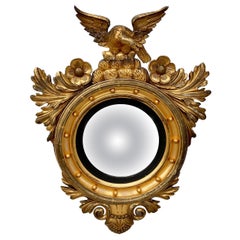 Antique 19th Century Federal Eagle Gilt Wood Bullseye Mirror