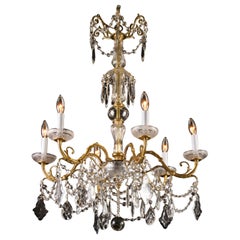 Used Baccarat Stamped Louis XVI Bronze and Crystal Chandelier, French 19th Century 