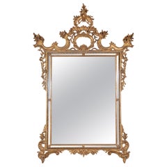 Italian Louis XVI Style Gold Leaf Mirror with Side Panelling, Mid-Century