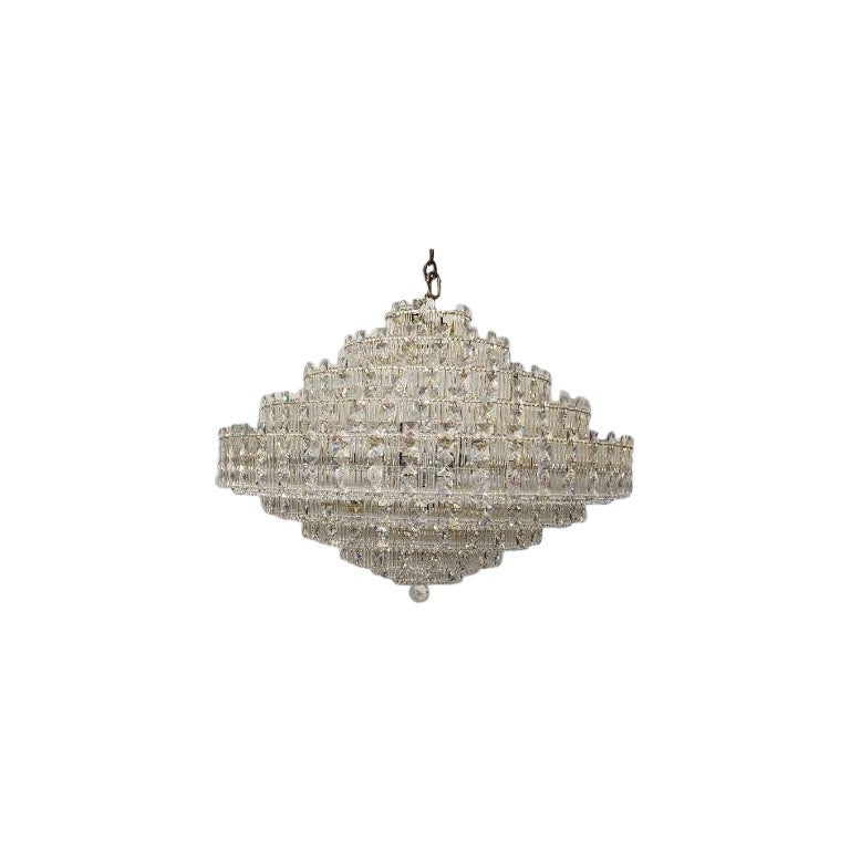 Gold Faceted Crystal Chandelier 
