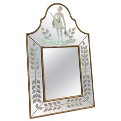 Used 1940's Neo-classic carved glass wall mirror