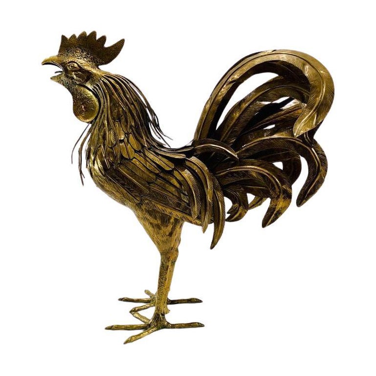  Italian bronze in natural size circa 1970 cock. For Sale