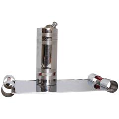 Uncommon Alfons Bach Cocktail Shaker and Tray for Keystone Silver, Chrome