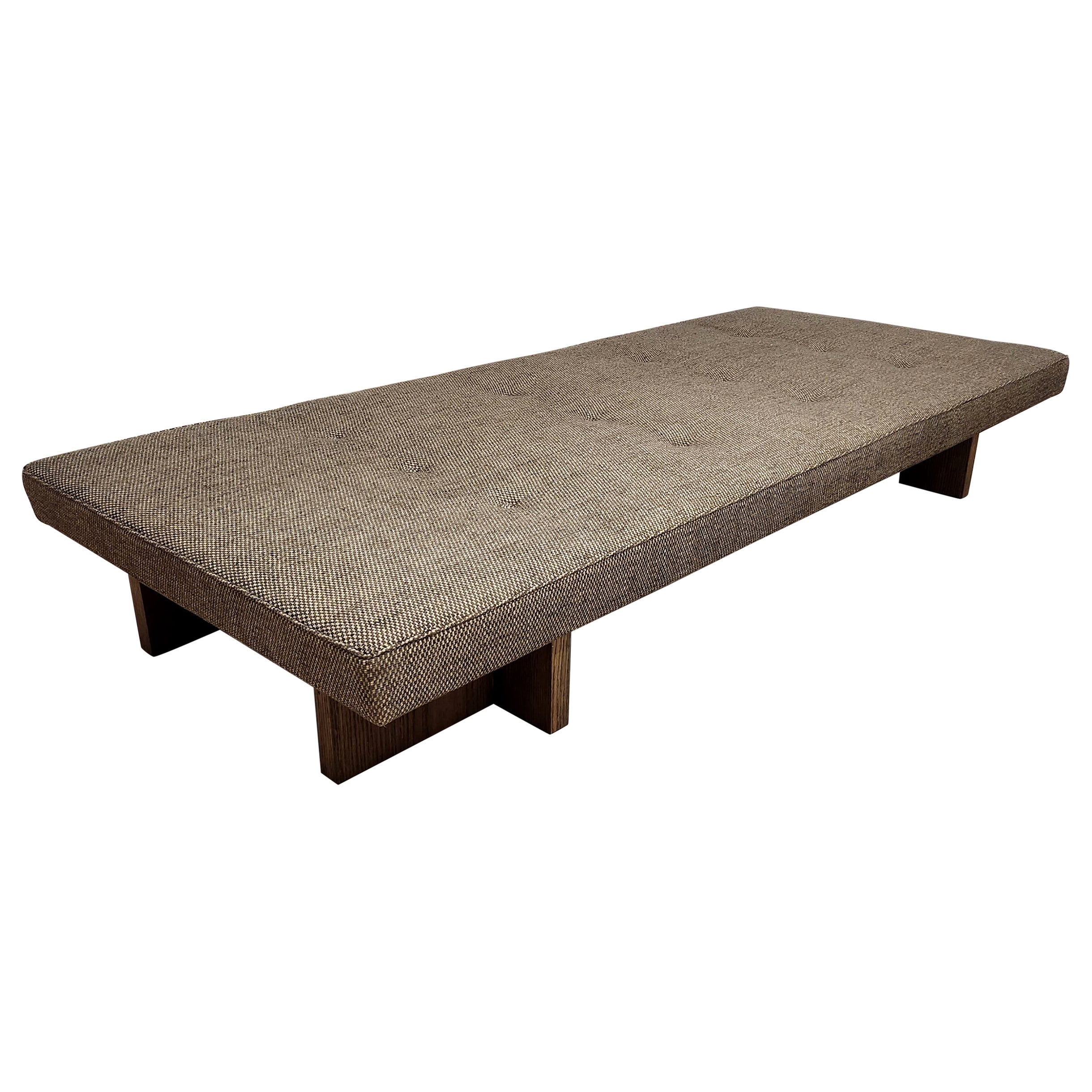 Custom Made Gueridon Day Bed with Client's Own Fabric COM, Choice of Wood Stain For Sale