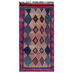 Marokkanischer Azilal-Teppich mit rosa und blauen Mustern aus den 1950er Jahren von Rug & Kilim