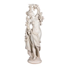 Une sculpture italienne en marbre du 19e siècle représentant l'étreinte de Flora, par le professeur F. Galli