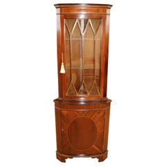 Vintage Gorgeous English Mahogany Inlaid Corner Cabinet