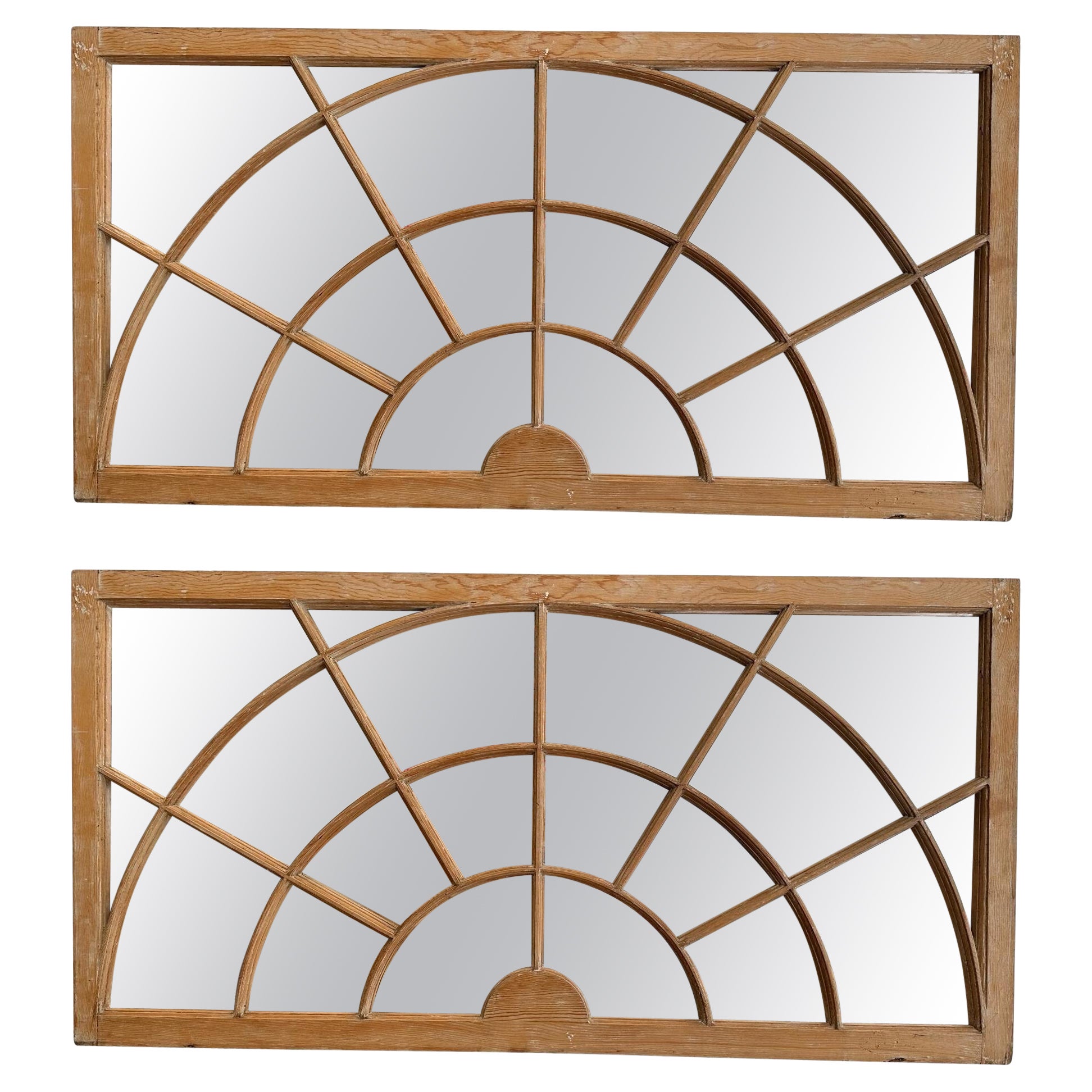 Unusual Pair of Georgian Styled Transom Windows Converted to Mirrors. For Sale