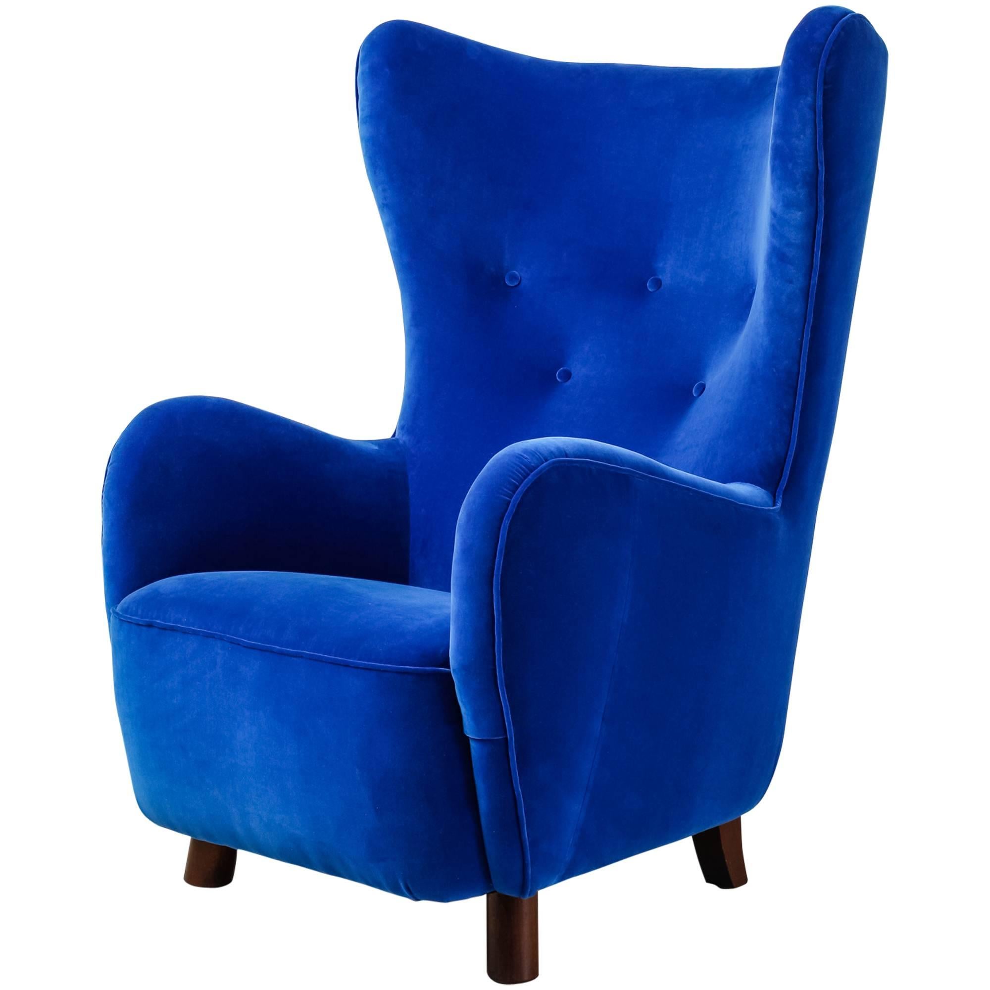 Mogens Lassen Attributed Wingback Lounge Chair, Denmark, 1940s For Sale