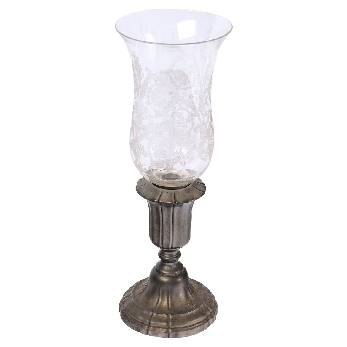 Tealight Candlestick Lamp - Baccarat Crystal And Pewter From The Manor - XX th For Sale