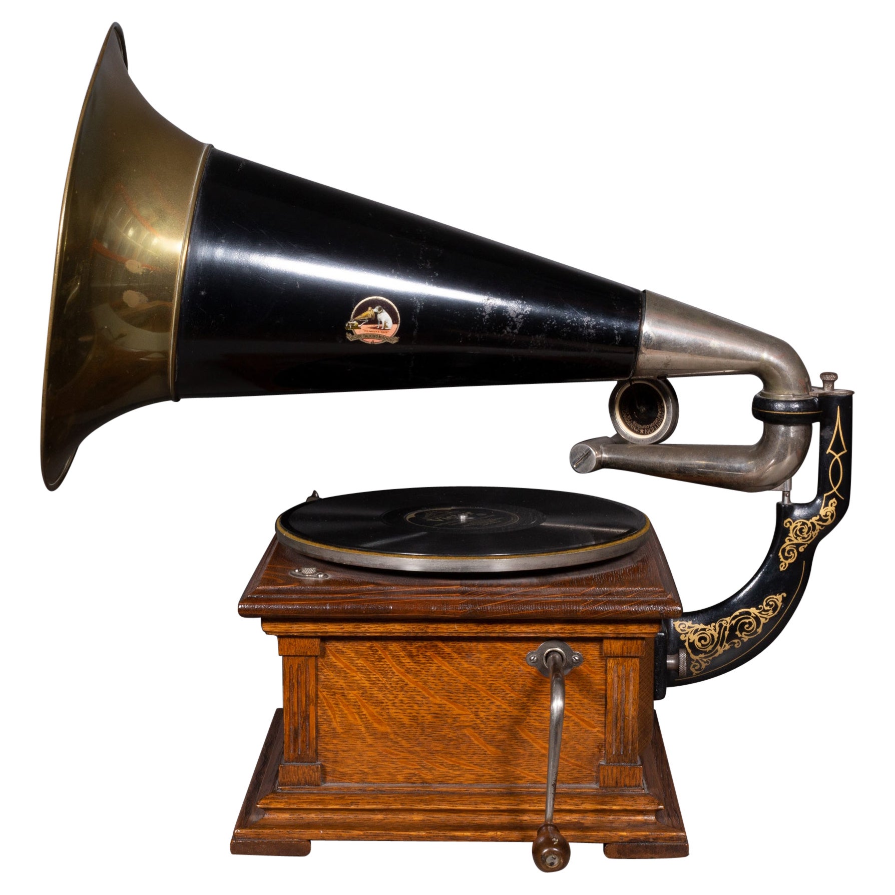 Working Antique Oak Victor Gramophone Talking Machine c.1910