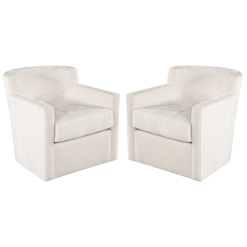 Pair of Modern Swivel Lounge Chairs For Sale