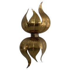Vintage Rare Flower Shaped Brass Wall Lamp, 1960s, Italy