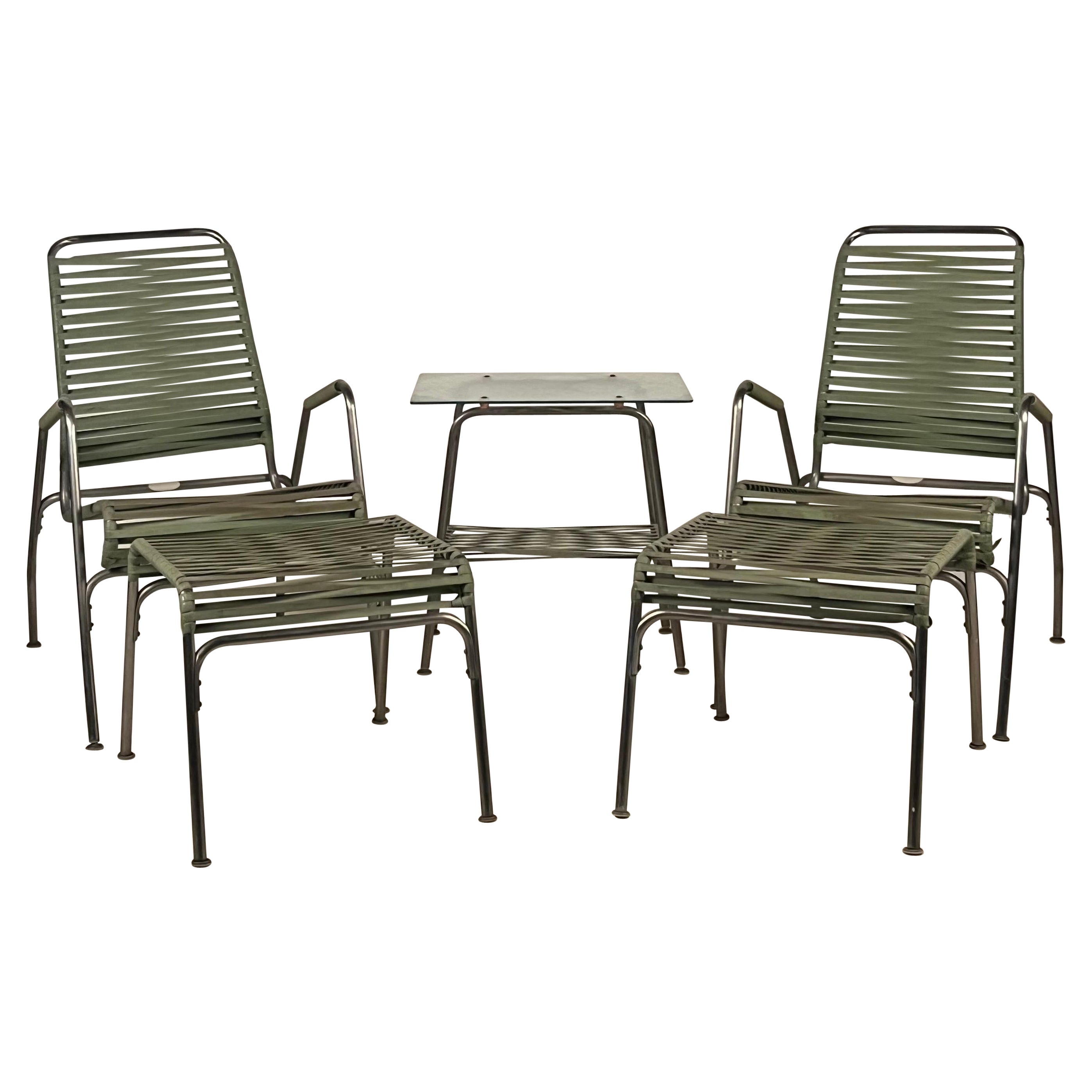 Rare Set of American Mid-Century Stainless Steel Patio Furniture For Sale
